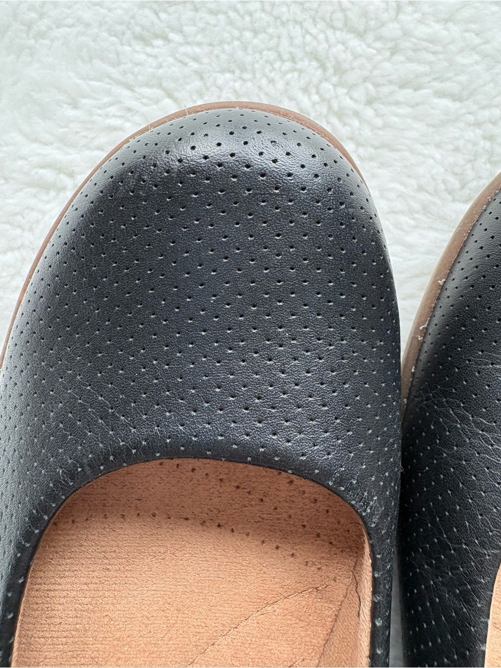 Clarks Medora Nina Black Perforated Ankle-Strap Ballet Flats - Picture 5 of 8